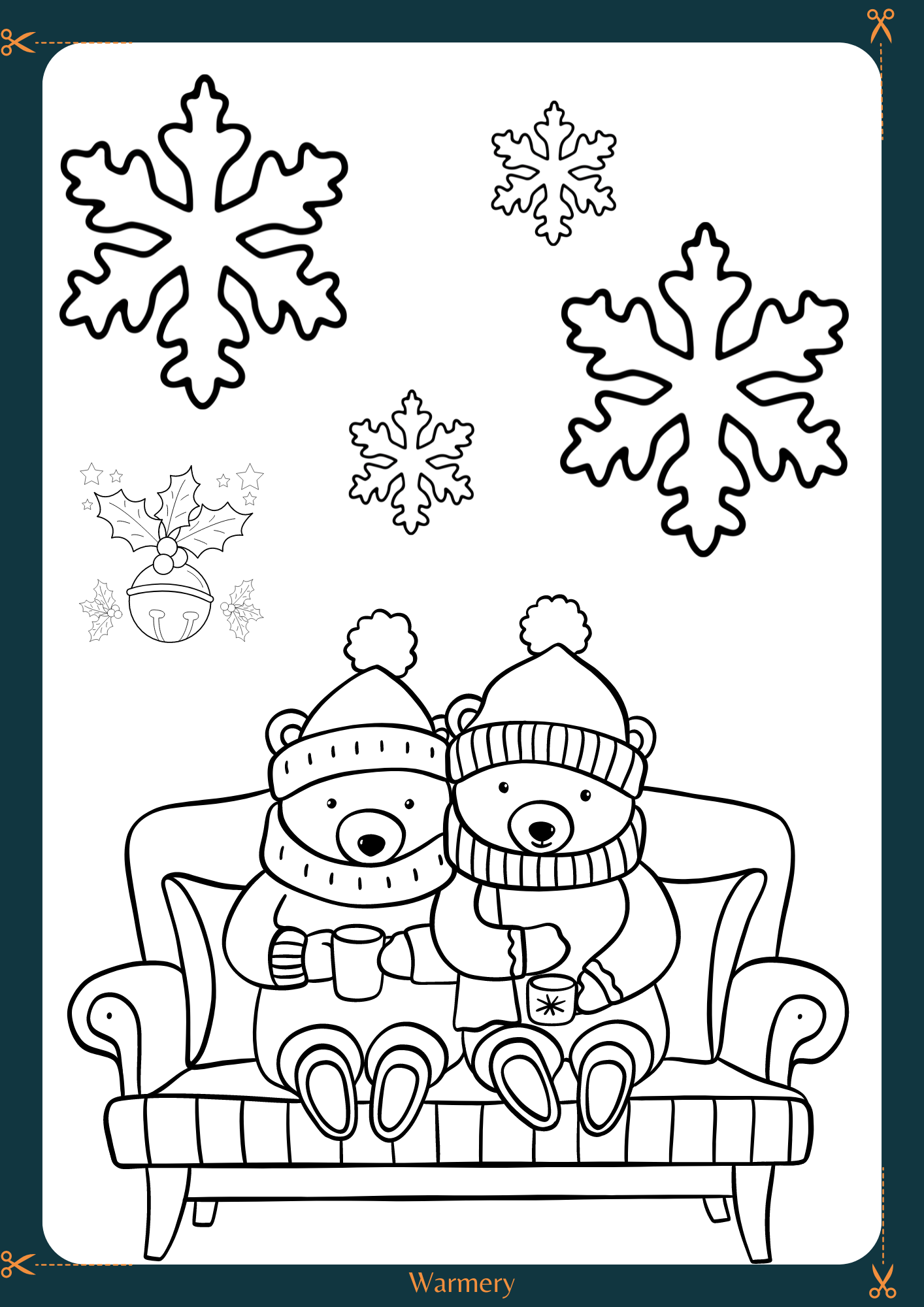 Polar Bears digital colouring template