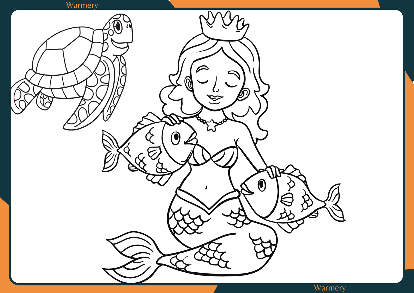 Princess mermaid digital Colouring Sheets