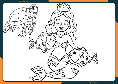 Princess mermaid digital Colouring Sheets