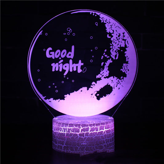 Purple 3D Good Night Round Night Lamp