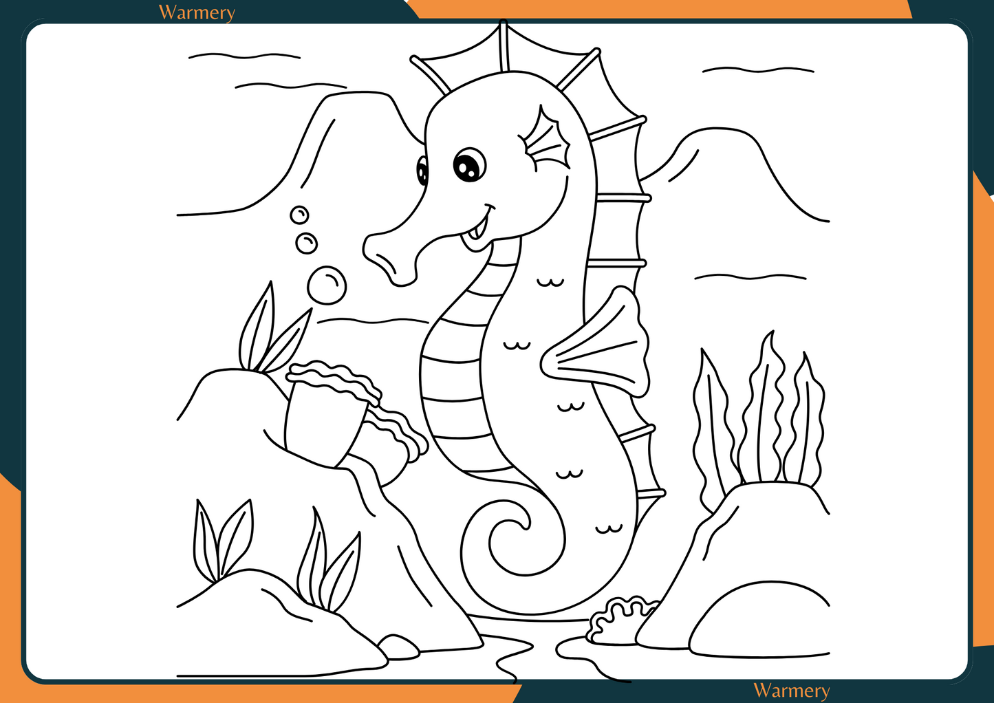 Seahorse Digital Colouring Sheet