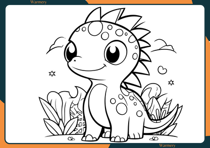 Smiling Dinosaur Digital Colouring Sheet