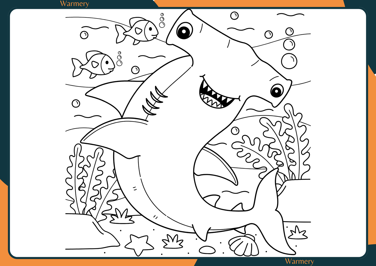 Smiling Shark Digital Colouring Sheet