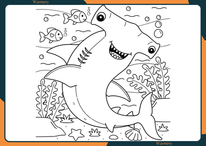 Smiling Shark Digital Colouring Sheet