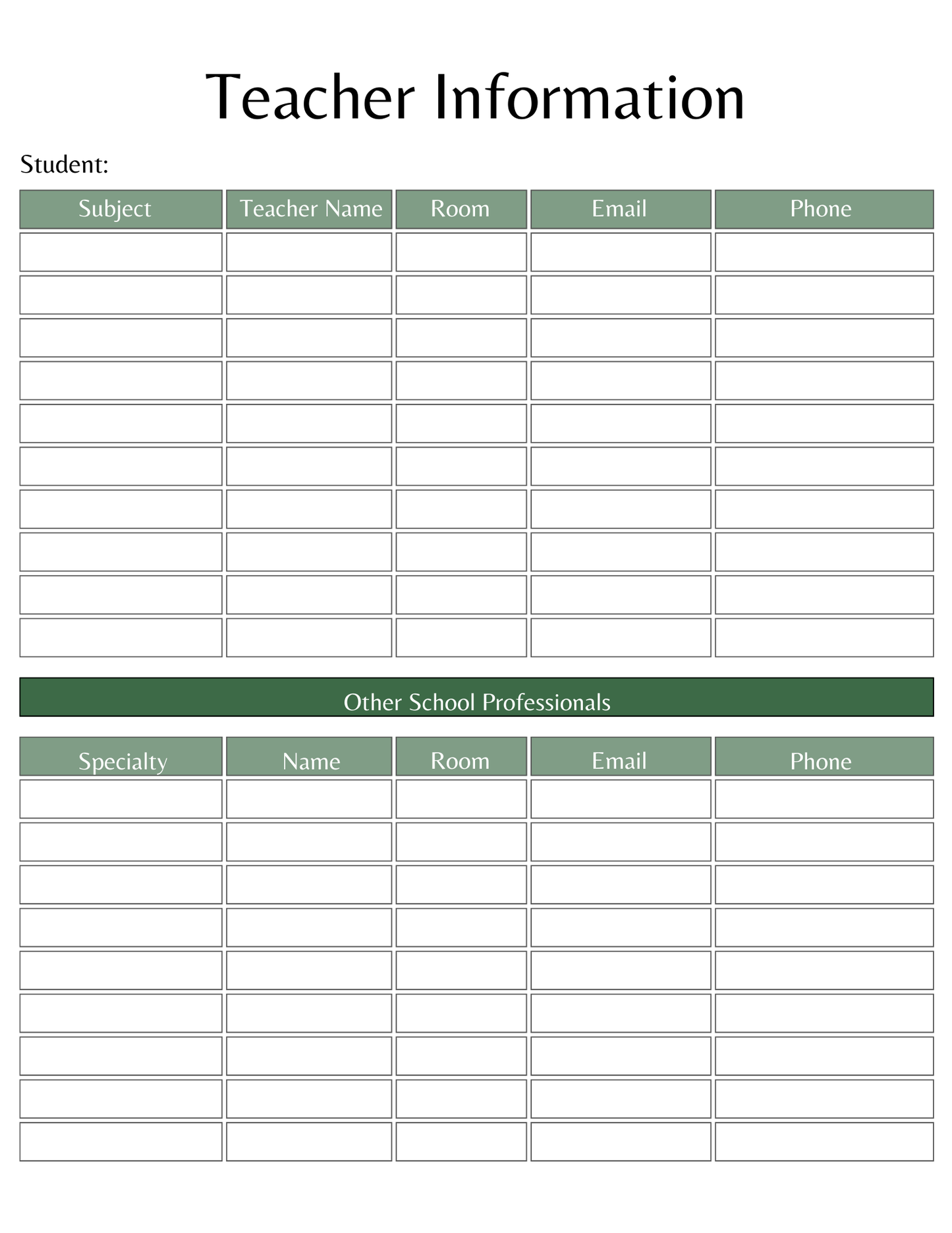 Teacher_Information Digital Template