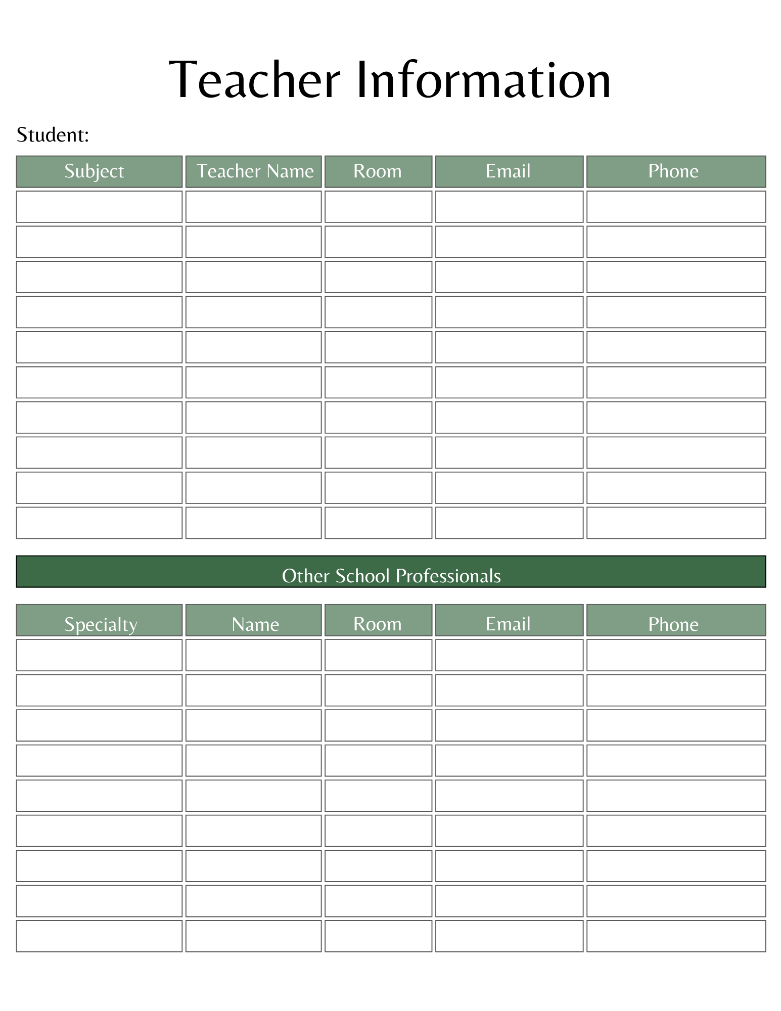 Teacher_Information Digital Template