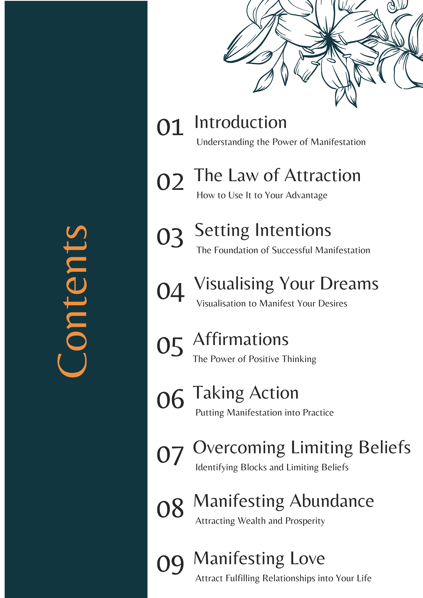 The Art of Manifestation Ebook contents