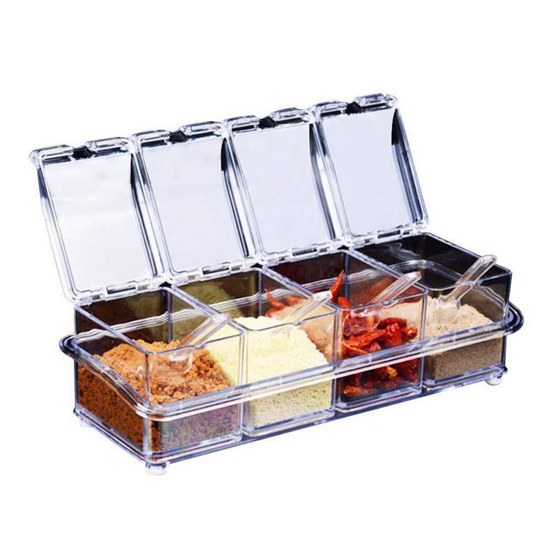 Transparent acrylic seasoning box with spices in