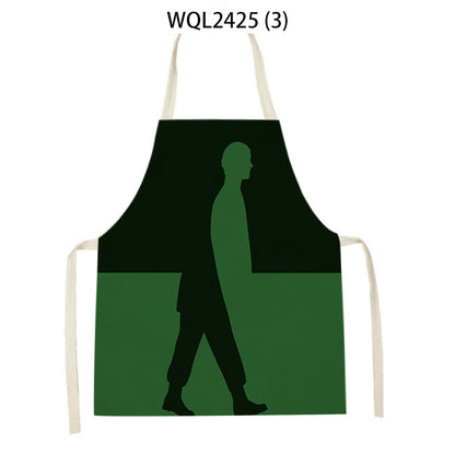 WQL2425 green minimalist kitchen apron on a woman