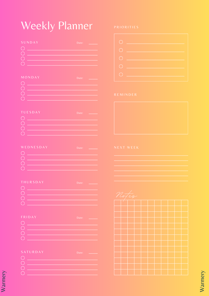 Warmery Weekly Planner Template