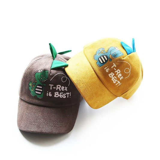 Yellow and Brown T Rex kids cap
