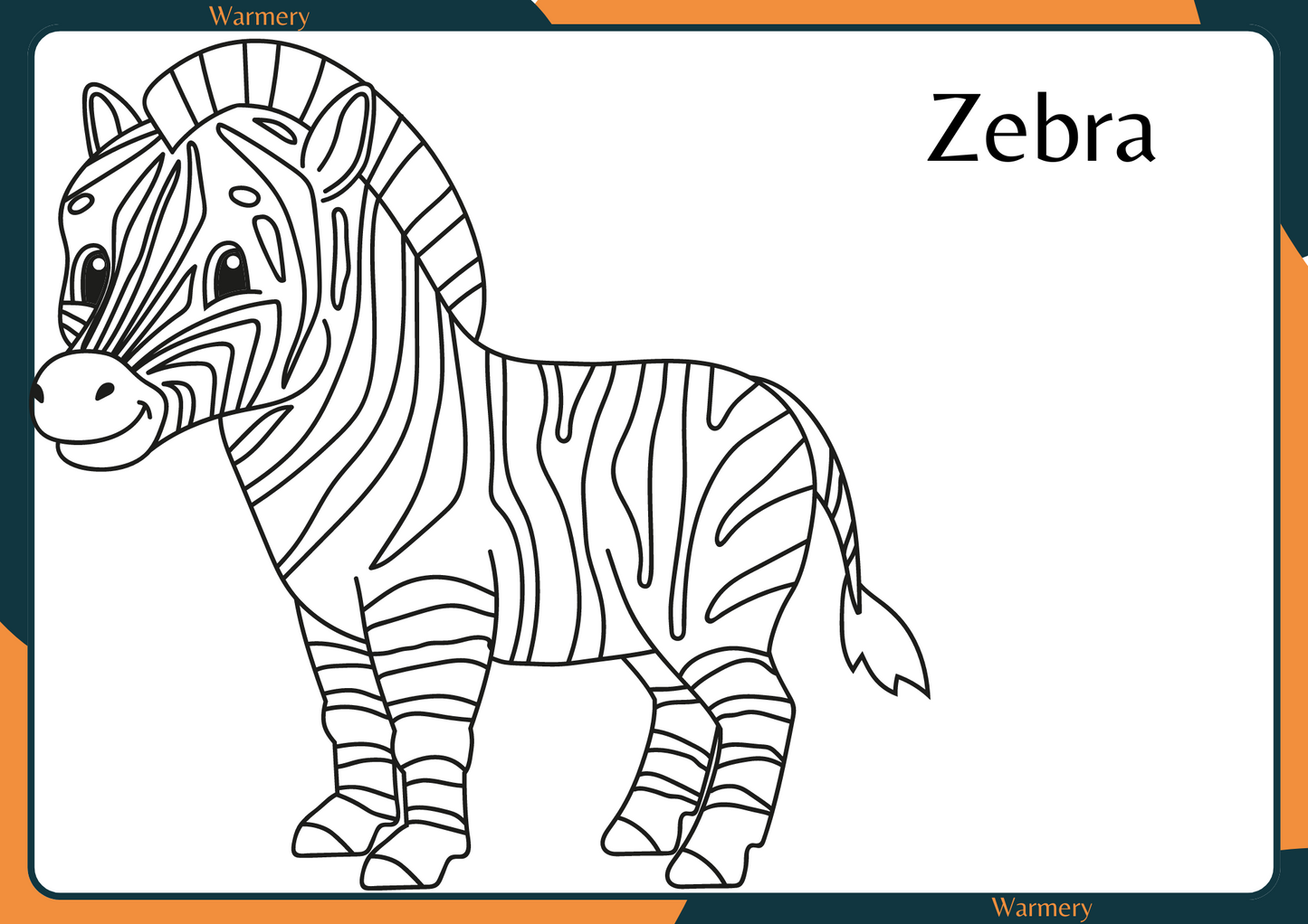 Zebra Colouring Digital Sheet