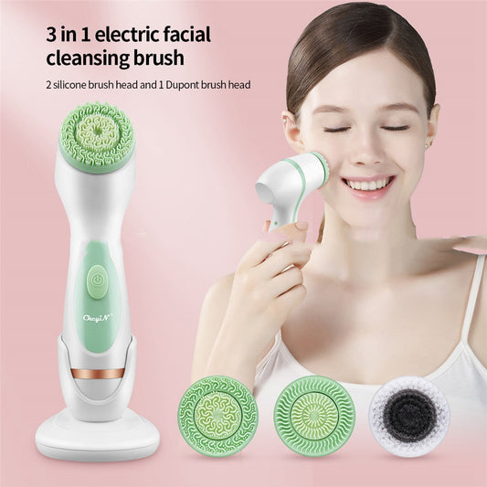 3-in-1 Multifunctional Silicone Face Neck Eye Skin Massager Facial Cleanser