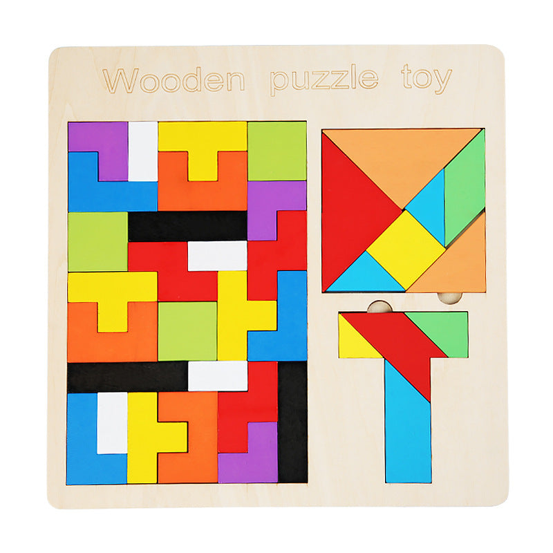 Children's Wooden Magnetic Building Block Puzzle