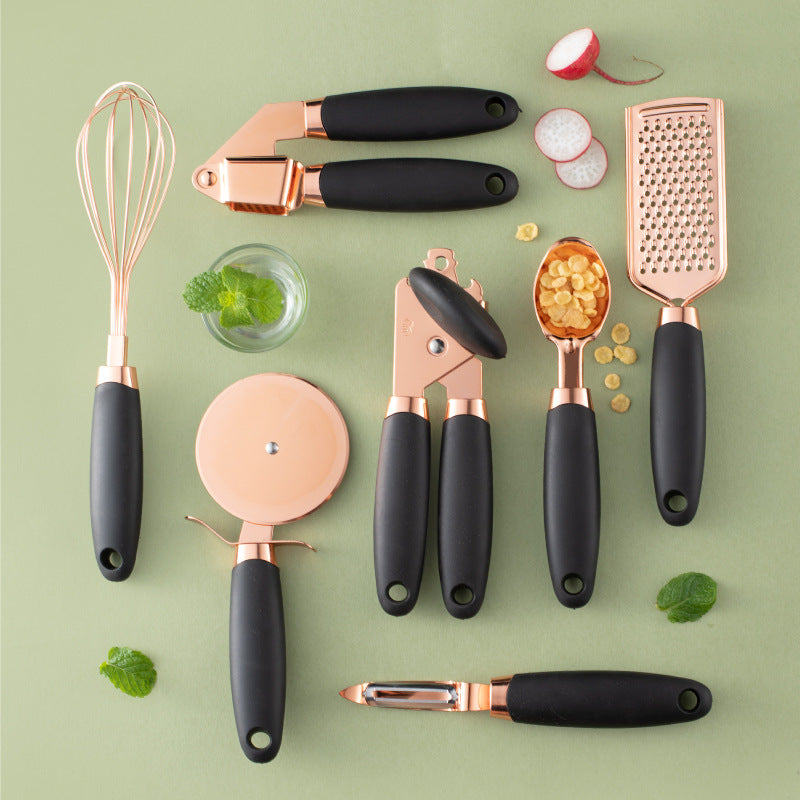 black and copper 7 pcs kitchen utensil set