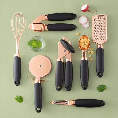 black and copper 7 pcs kitchen utensil set