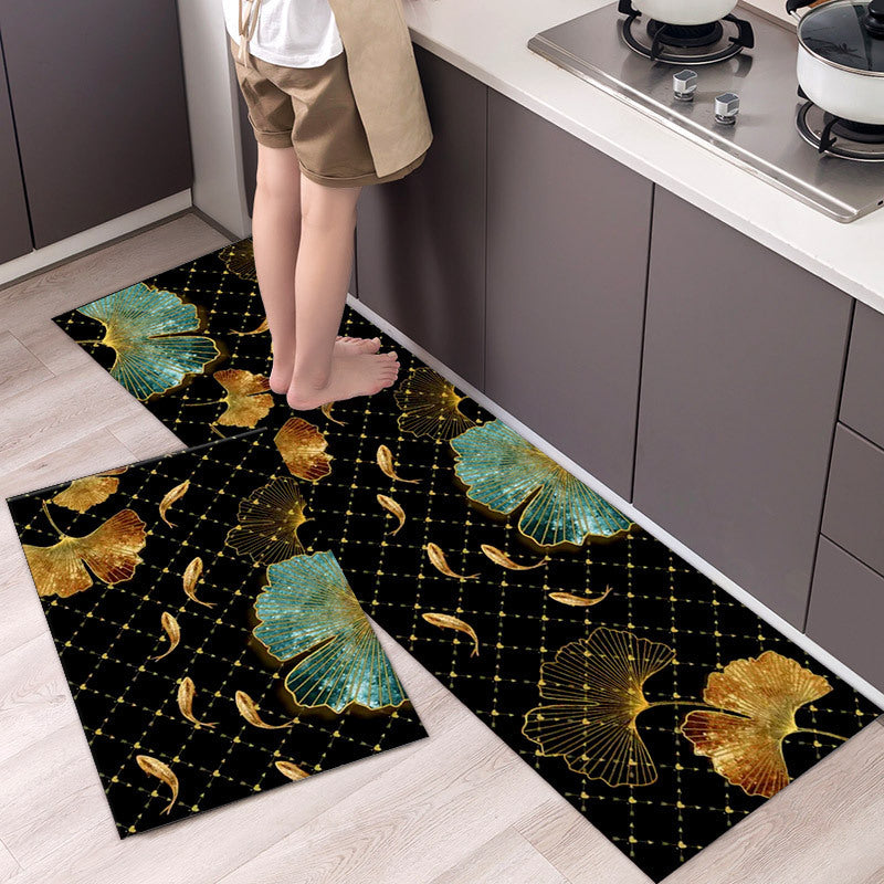 black and gold kitchen mats