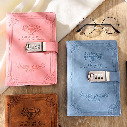 blue and pink A5 Retro Codebook Journal With Lock