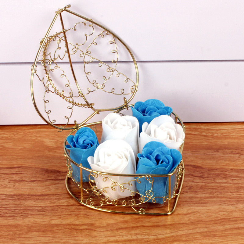 blue and white rose flower box