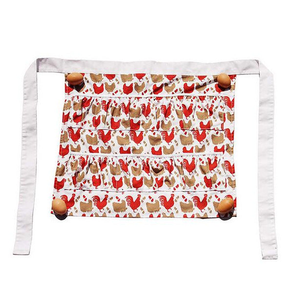 brown and red roosters kitchen apron