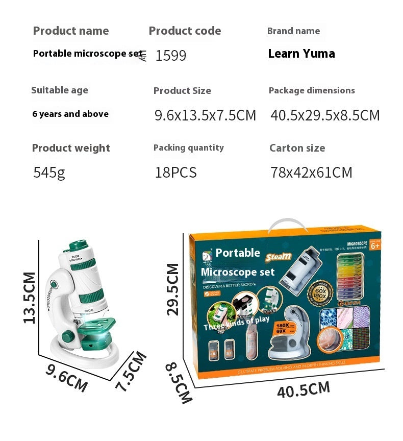 Children's Microscope Portable Scientific Experiment Set