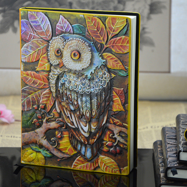 Leather Embossed Owl Notebook