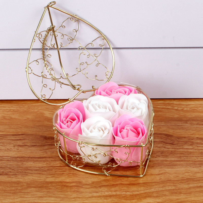 pink and white rose flower box