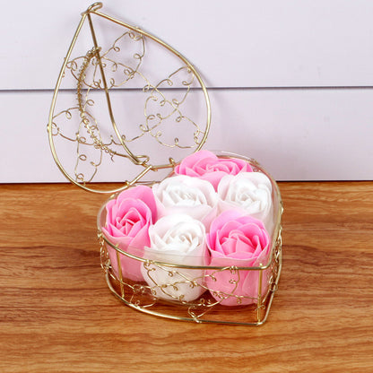 pink and white rose flower box