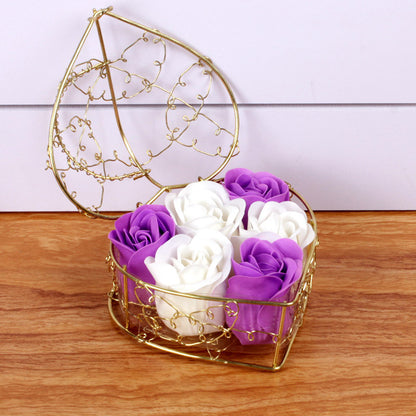 purple and white rose flower box