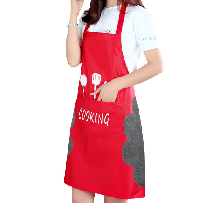 red cooking kitchen apron