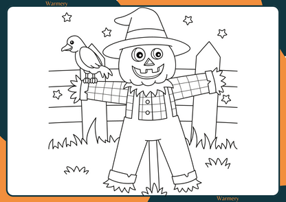 scare crow digital colouring sheet