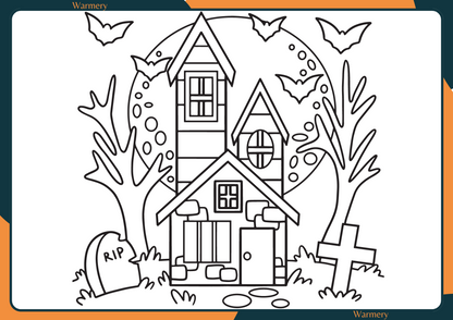 scary house digital colouring sheet