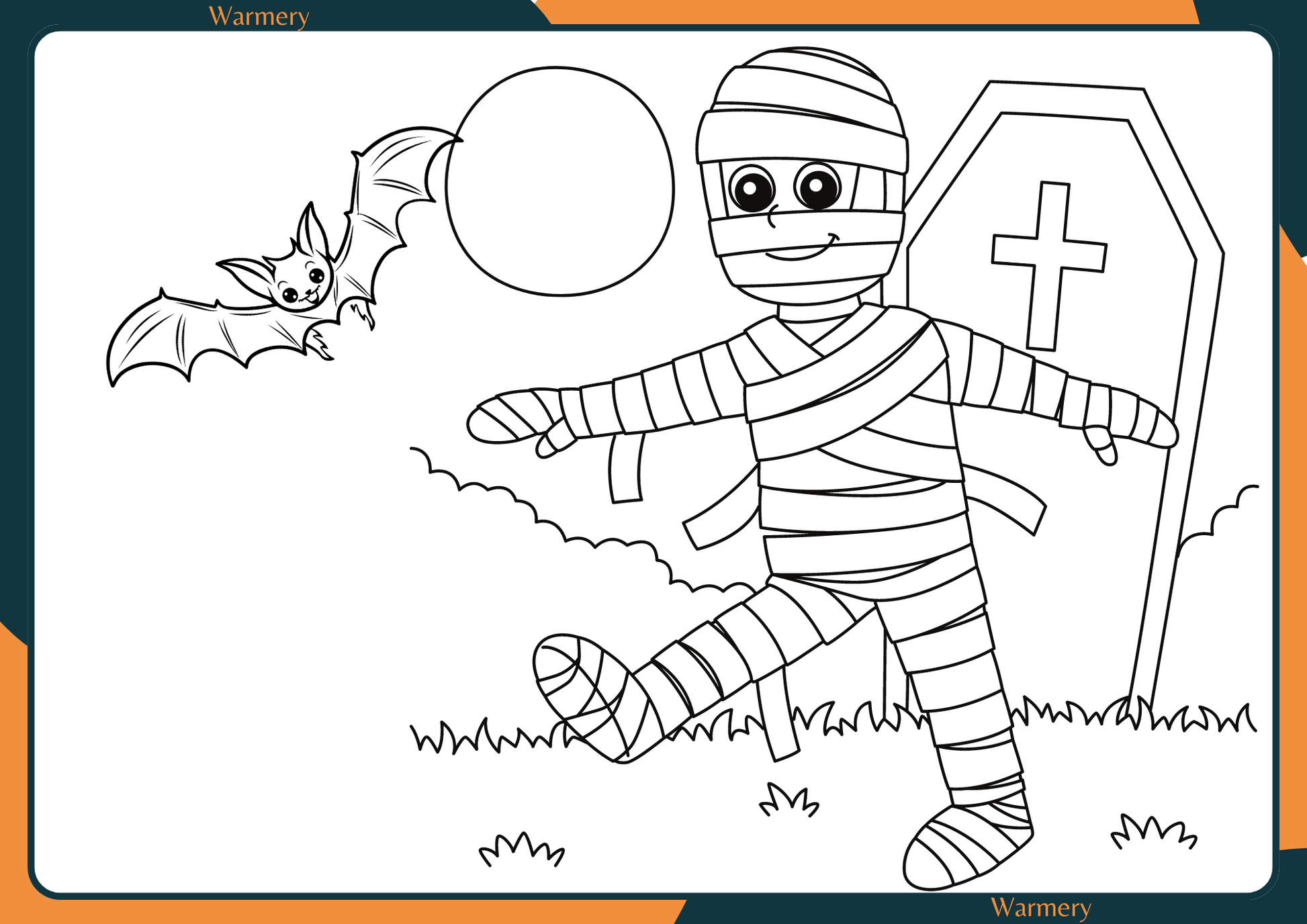 zombie out of the coffin digital colouring sheet